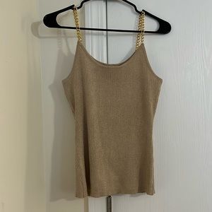 Tan and gold tank with chain straps